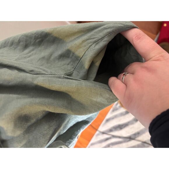 Quince 100% European Linen Button Front Midi Dress Olive Green Sz Large Capsule - Picture 5 of 6